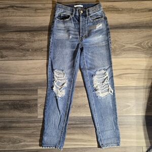 Distressed Blue Jeans